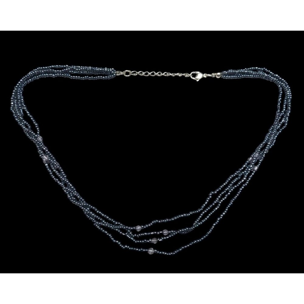 Simple Gothic Glass Beaded Multilayer Necklace With Subtle Metallic Finish